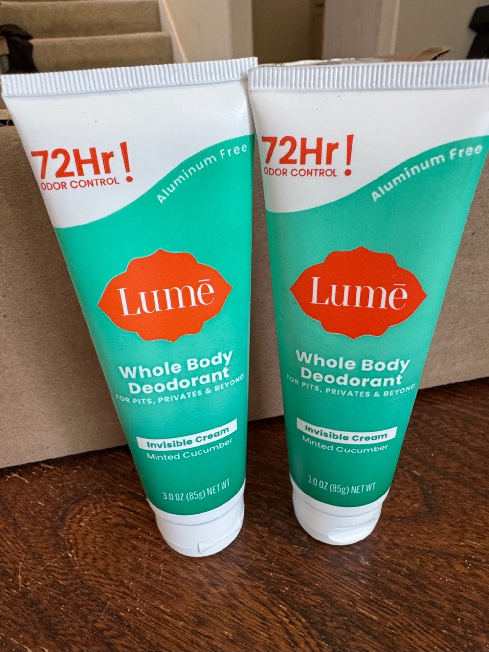 Lumé Whole Body Deodorant Invisible Cream - Minted Cucumber for 2 tubes SEALED